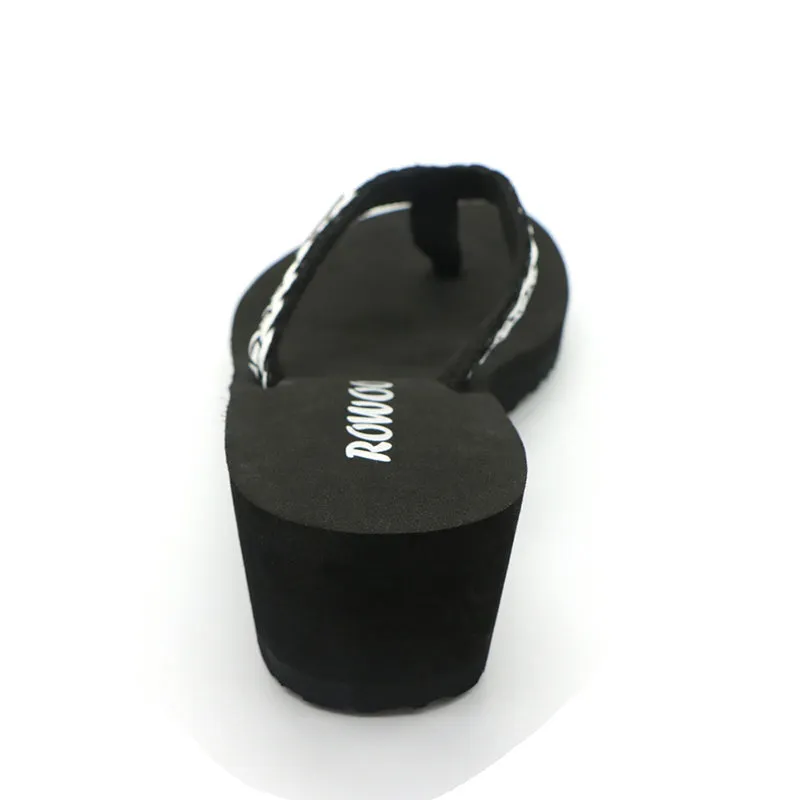 A Pair Of Flip Flops Flip Flops for Women Ribbon Platform Wedge Comfort Thong Sandal