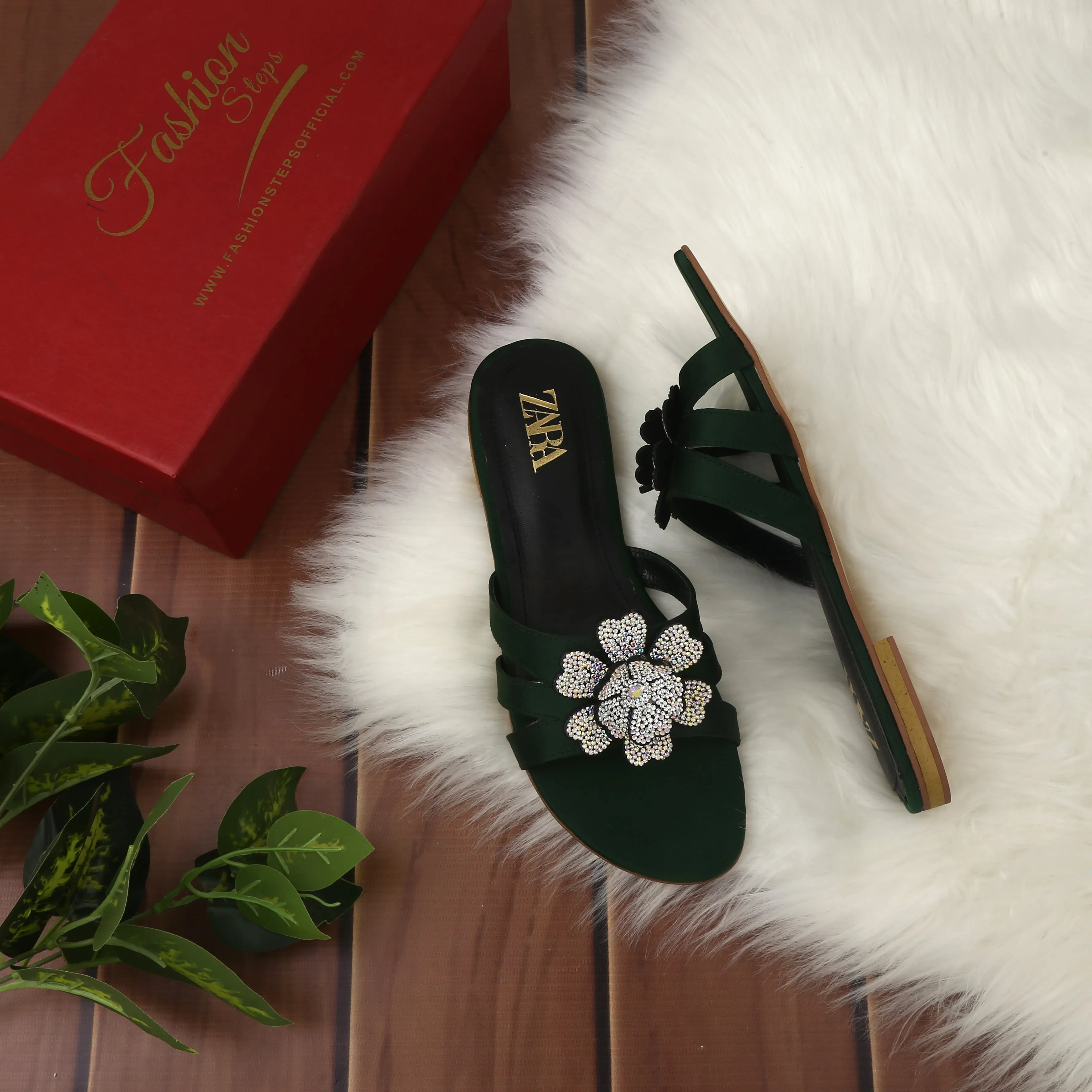 Bunny Slippers Don't Be A Menace Flower Flats (Green)