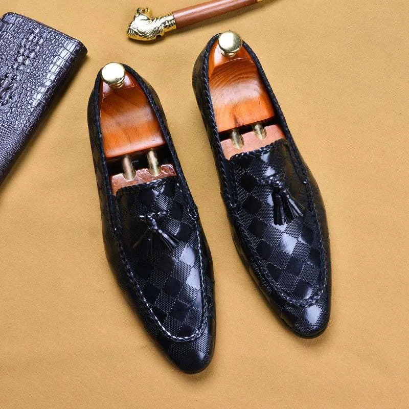 Formal Men's Shoes Genuine Leather Tassel Loafers Dress Shoes Driving Moccasins Loafers