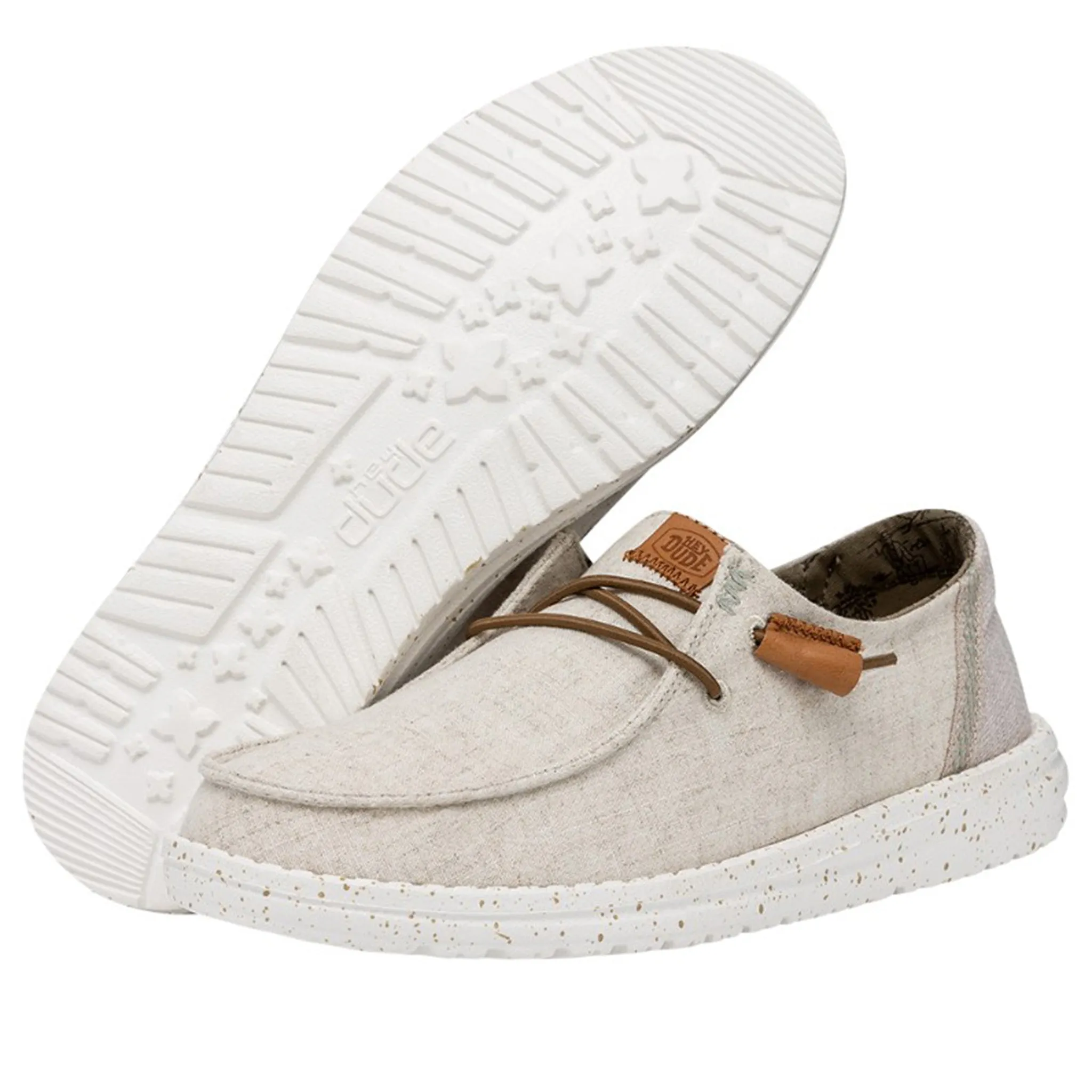 Uptown Ballet Slip On Hey Dude Wendy Washed Canvas Cream