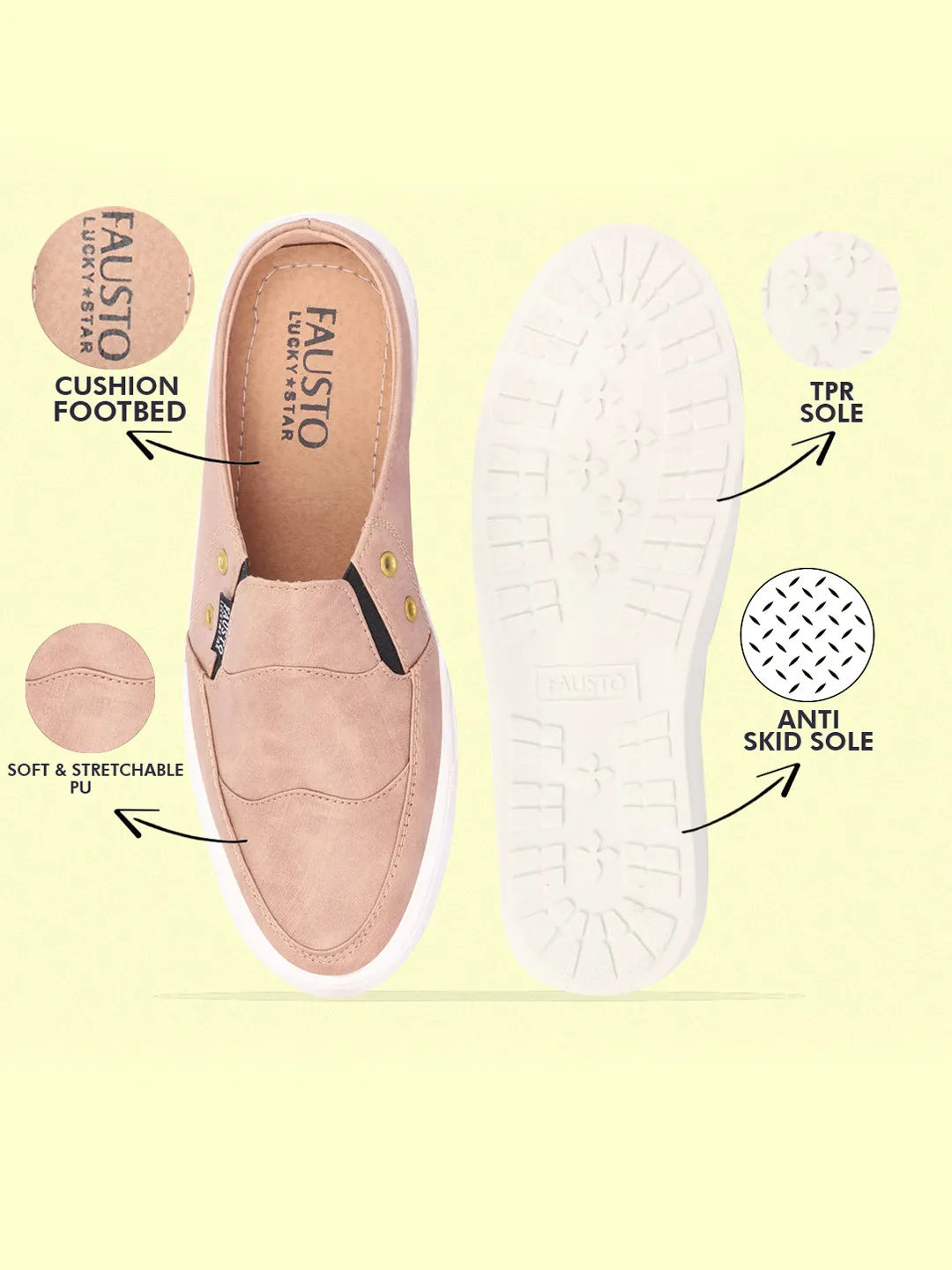 Men Beige Casual Slip-On Shoes Cheap Slip On