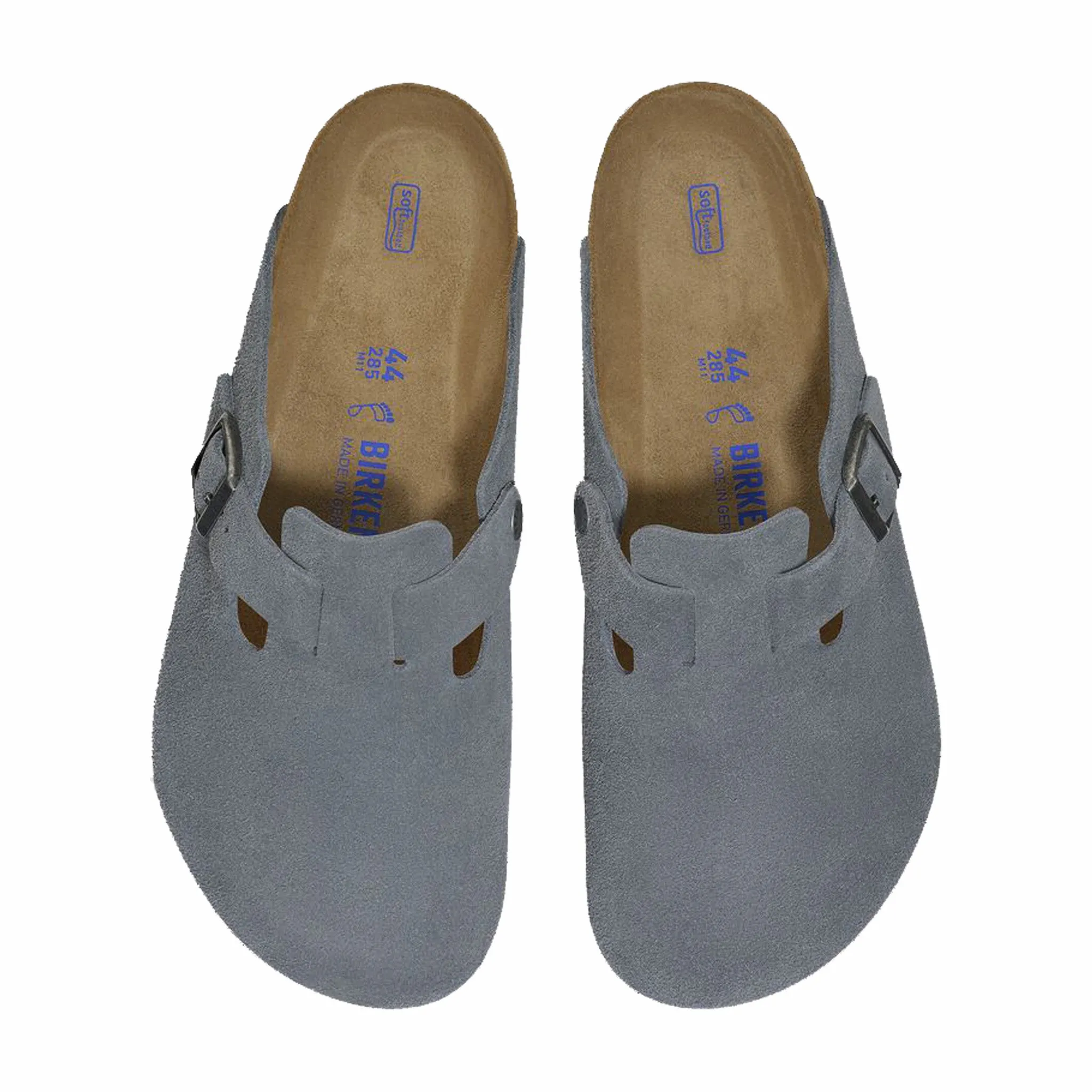 Birkenstock Men's Boston Soft Footbed Suede Leather - Regular (Basalt Gray) Platform Sandals Sale