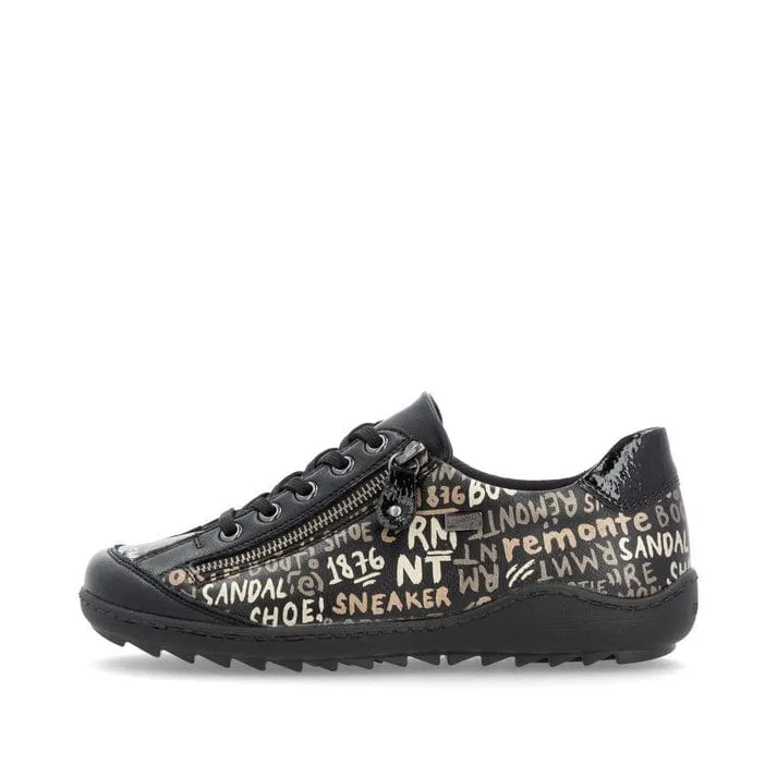 Steely Dan Sneakers Lyrics Remonte Women's Lace & Zip Sneakers- Black Writing