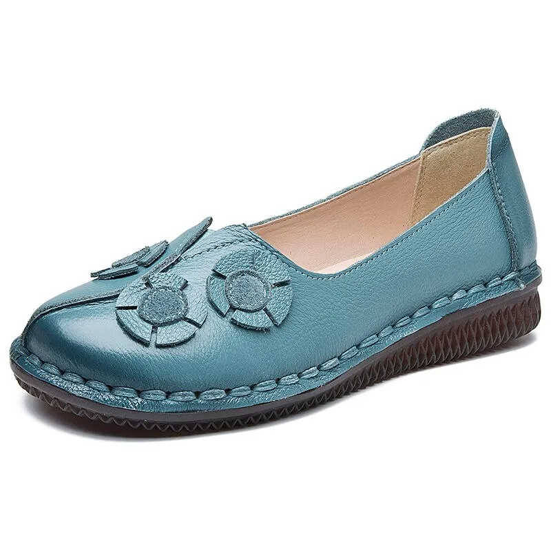Loafers That Feel Like Sneakers Genuine Leather Flats Women Wide Shoes Soft Pregnant Loafers