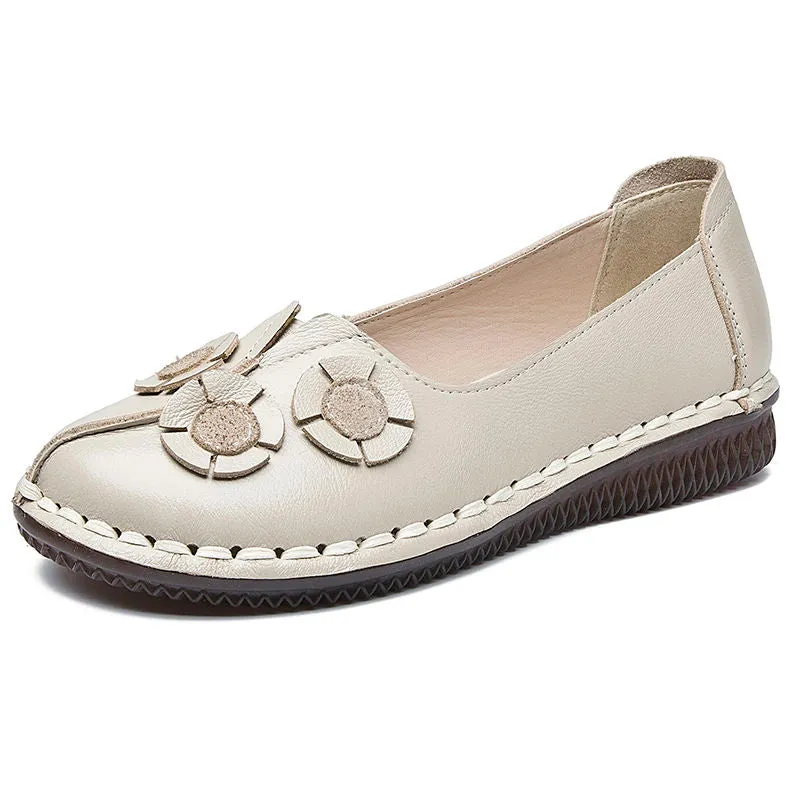 Genuine Leather Flats Women Wide Shoes Soft Pregnant Loafers Leather Loafers Shoes