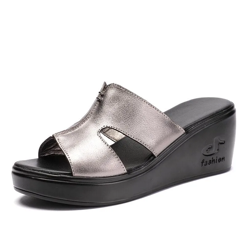 GKTINOO woman platform flip flops 2021 new summer women genuine leather slipper high heel shoes women slippers big size Best Flip Flop For Arch Support