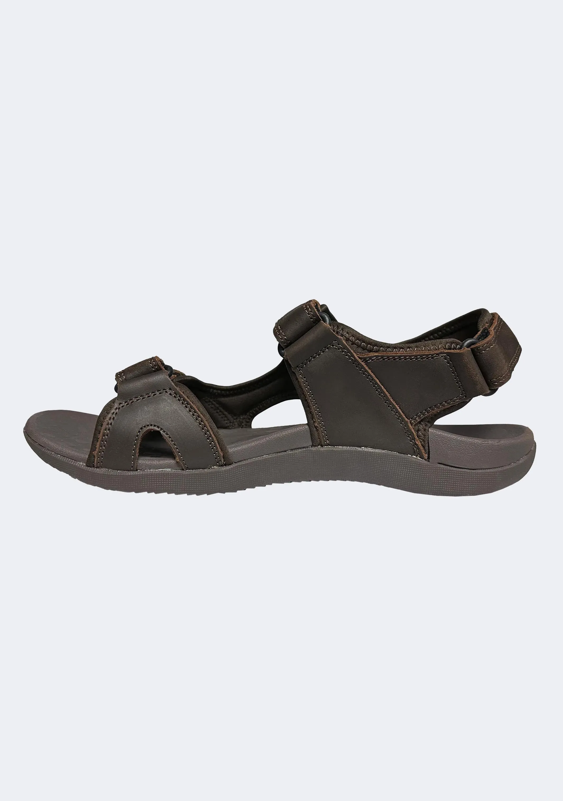 Scholl Men's Orthaheel Brown Leather Back Strap Sandals Wide Width Sandals