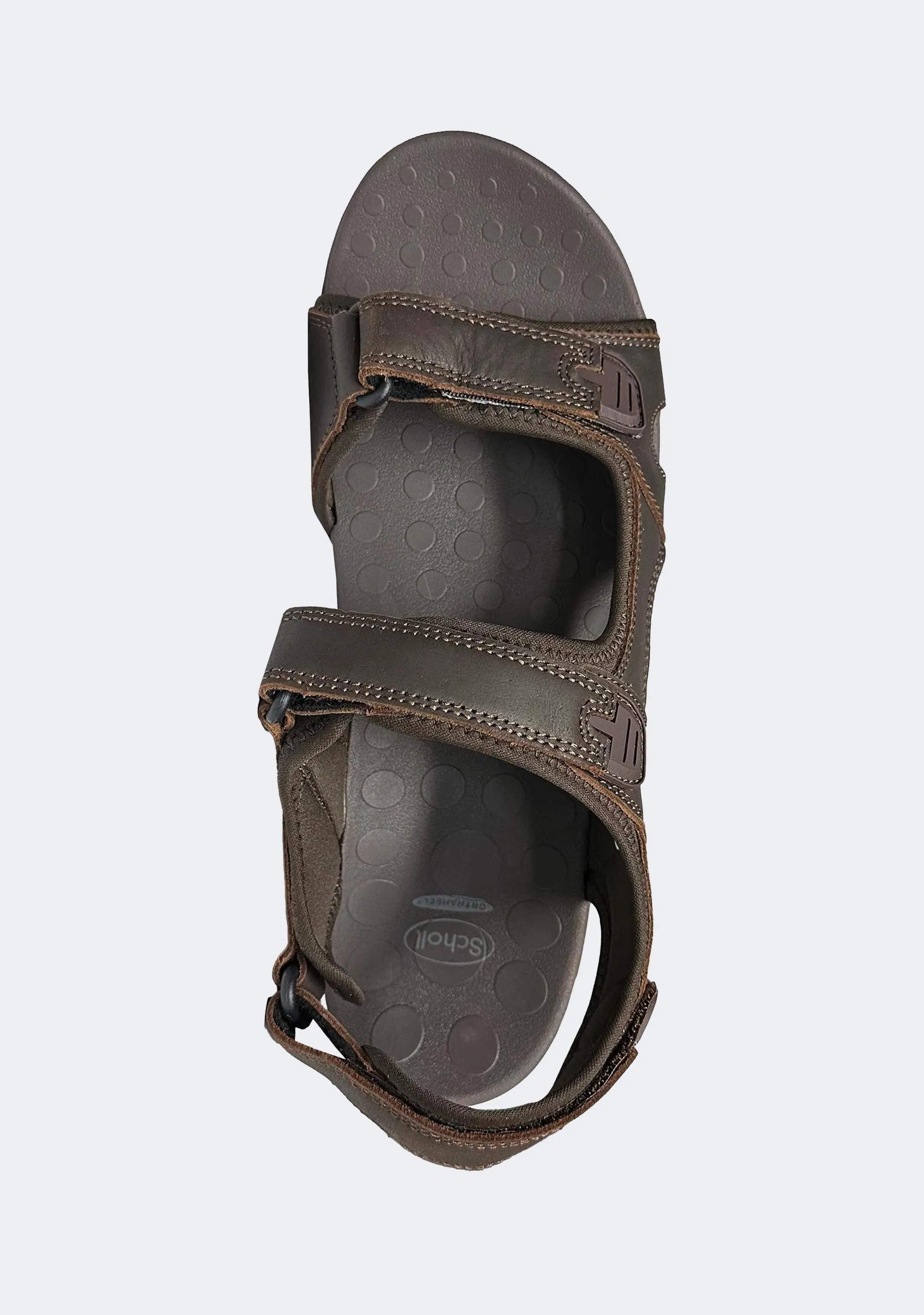 Swim Sandals Scholl Men's Orthaheel Brown Leather Back Strap Sandals