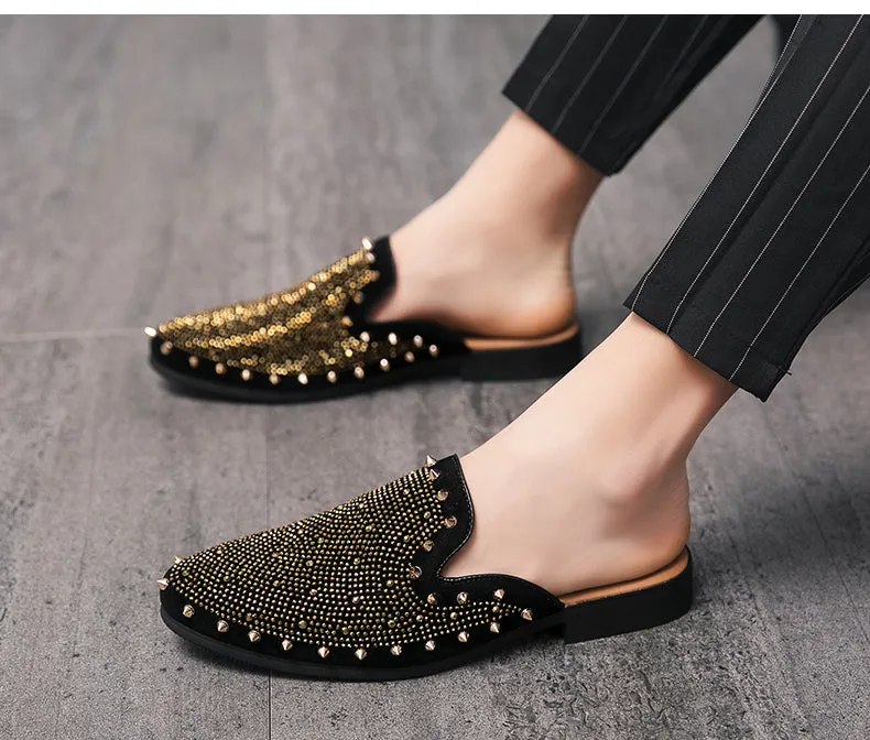 Car Loafers Gold Member Designer Gold Rivet Luxury Loafers