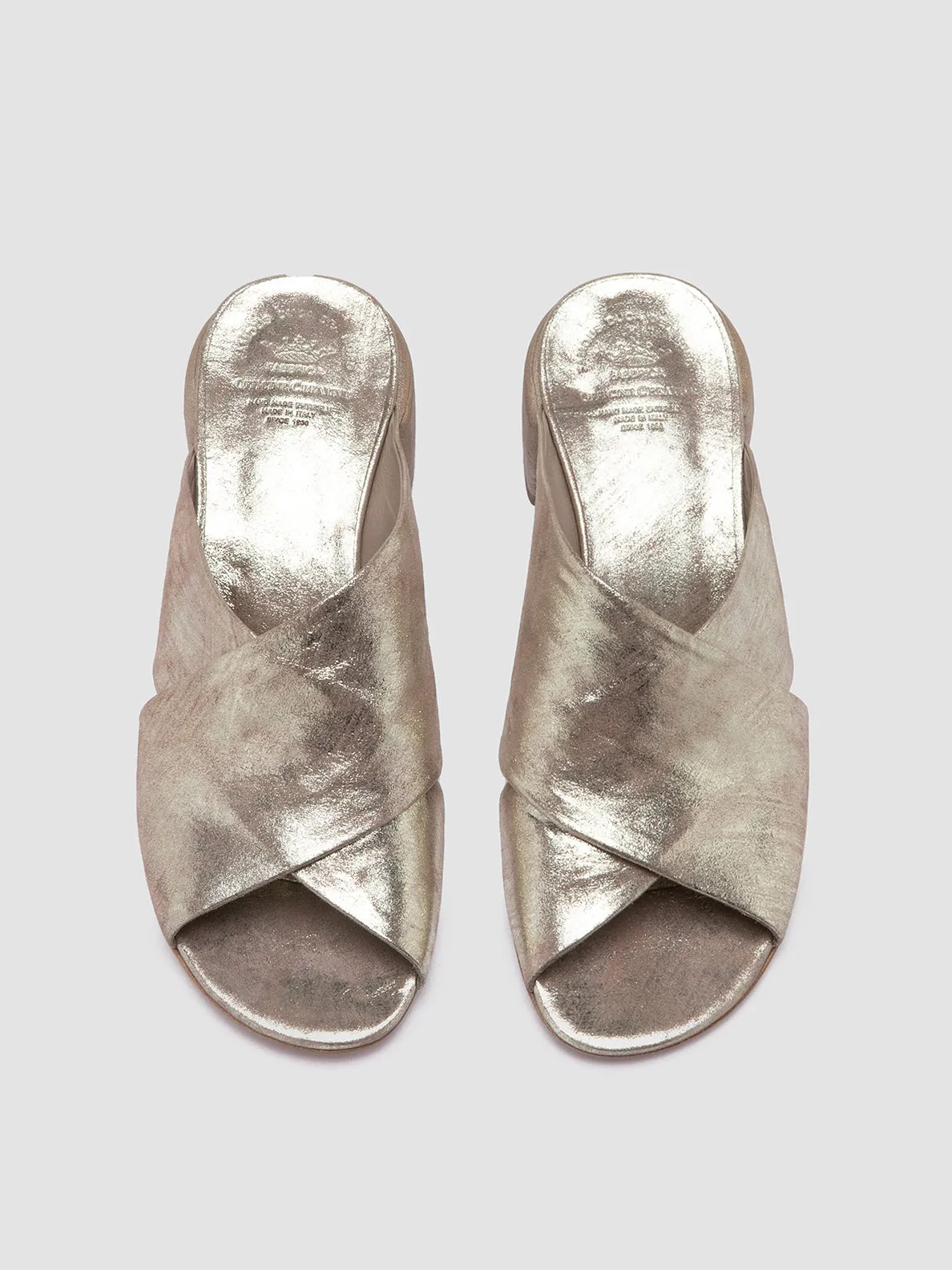 Sandals Vincents HADRY 007 - Taupe Leather Slide Sandals