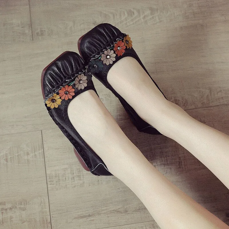 Genuine Leather Women Shoes Casual Luxury Brand Ladies Loafers Nine West High Heel Loafers