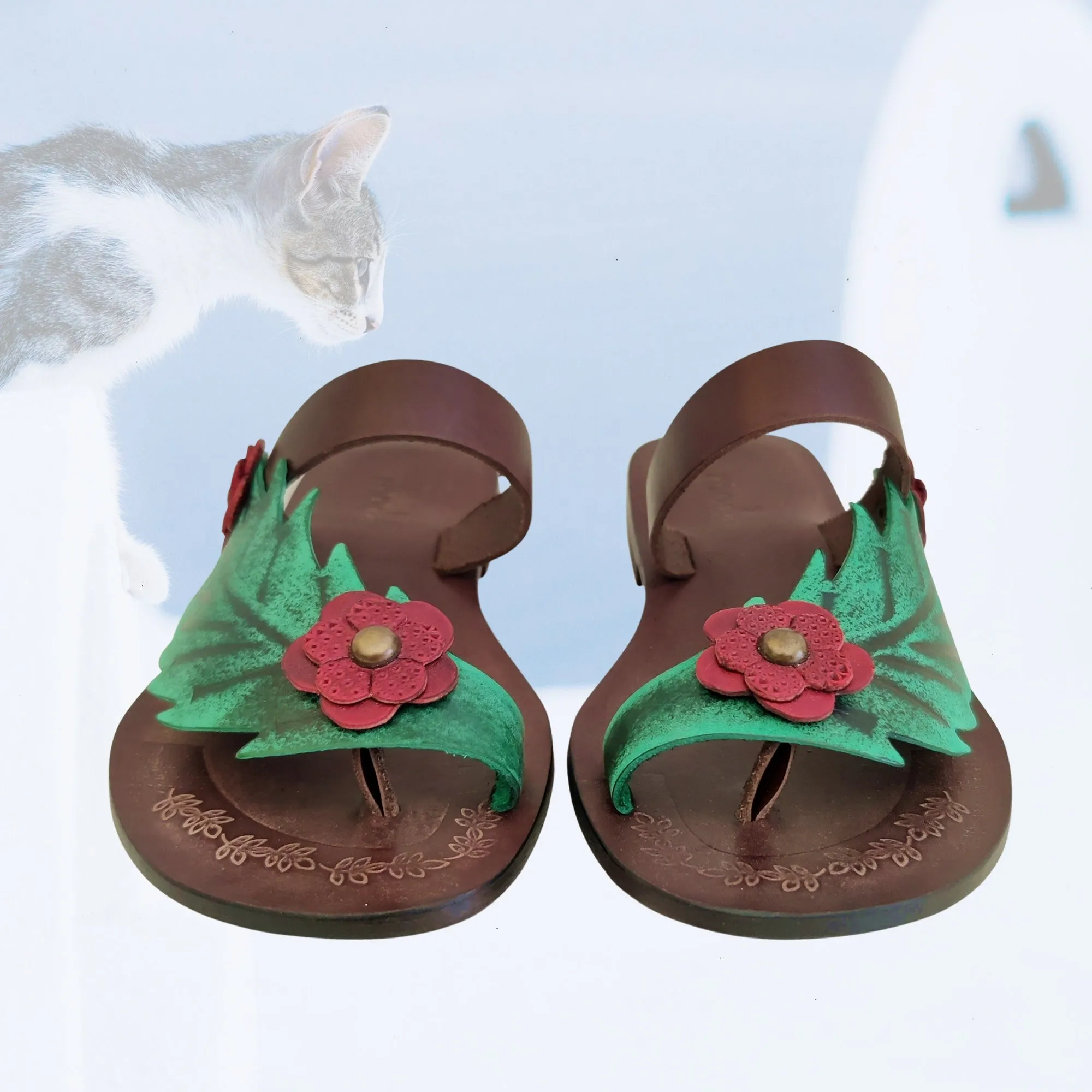 Flip Flops Are Cute Handcrafted Vegetal Leather Women Sandals-Life Style Shoes-Gift Espadrilles Fashion Footwear-Flip Flop