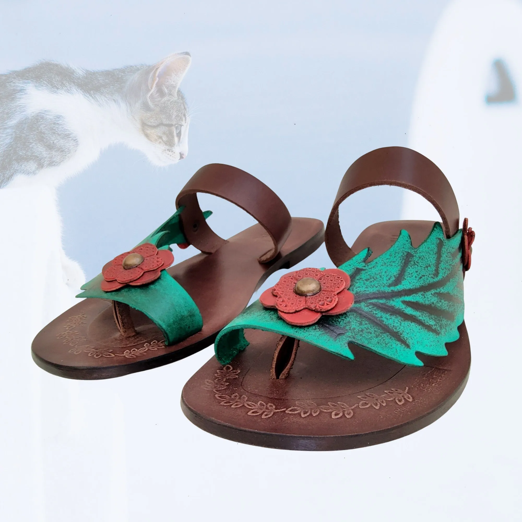 Handcrafted Vegetal Leather Women Sandals-Life Style Shoes-Gift Espadrilles Fashion Footwear-Flip Flop Teen Flip Flops