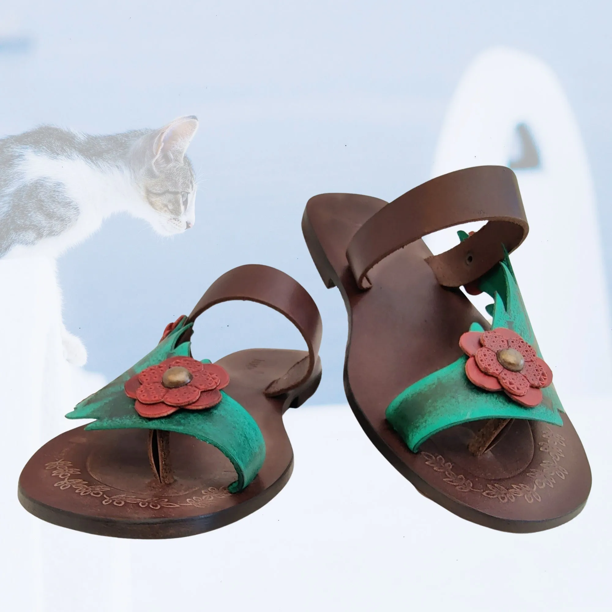 Handcrafted Vegetal Leather Women Sandals-Life Style Shoes-Gift Espadrilles Fashion Footwear-Flip Flop Platform Flip Flop Sandals