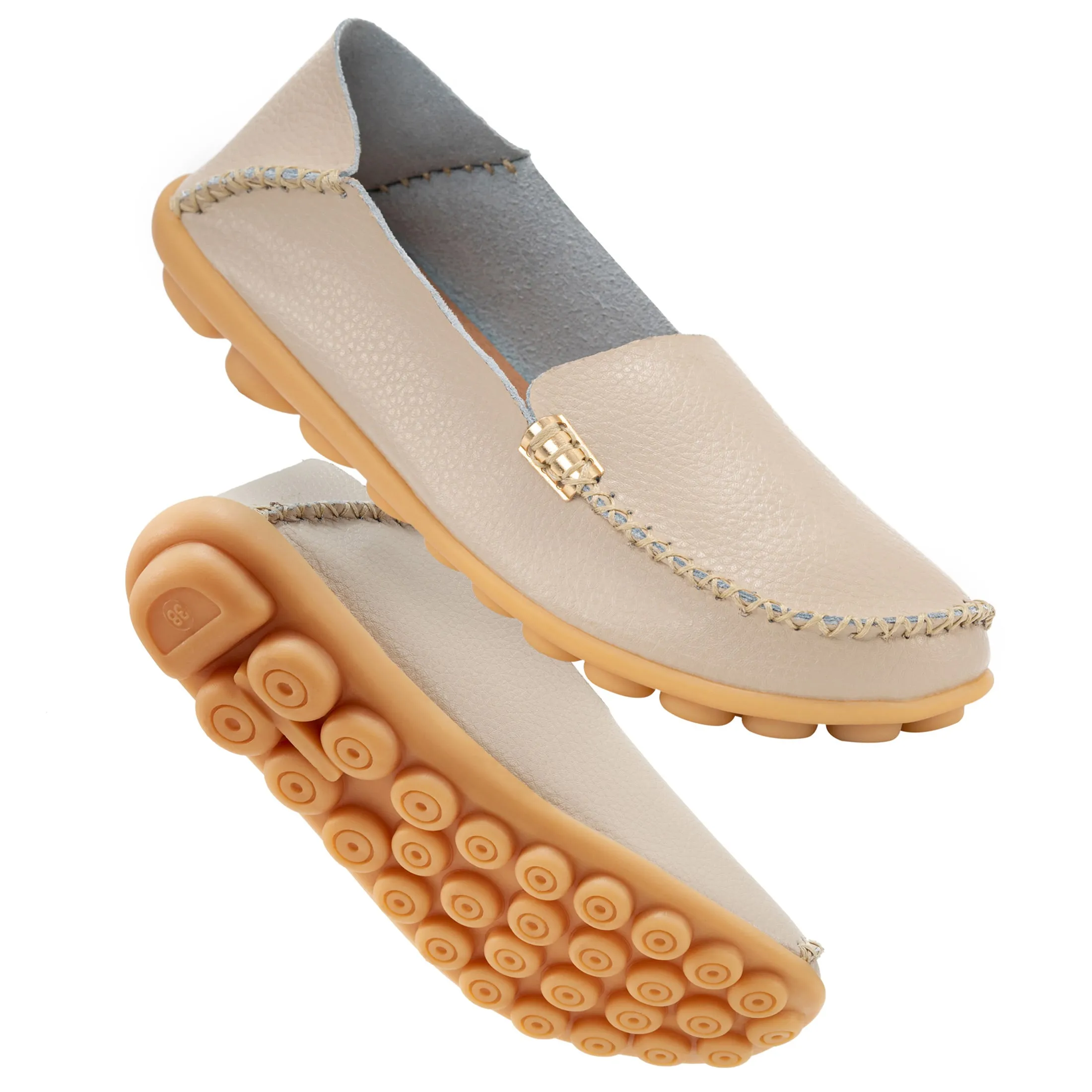 Ventilated Work Boots Harence Womens Loafers Comfort Flats Shoes Slip-on Casual Woman Shoe No-Slip Genuine Leather Walking Sneakers