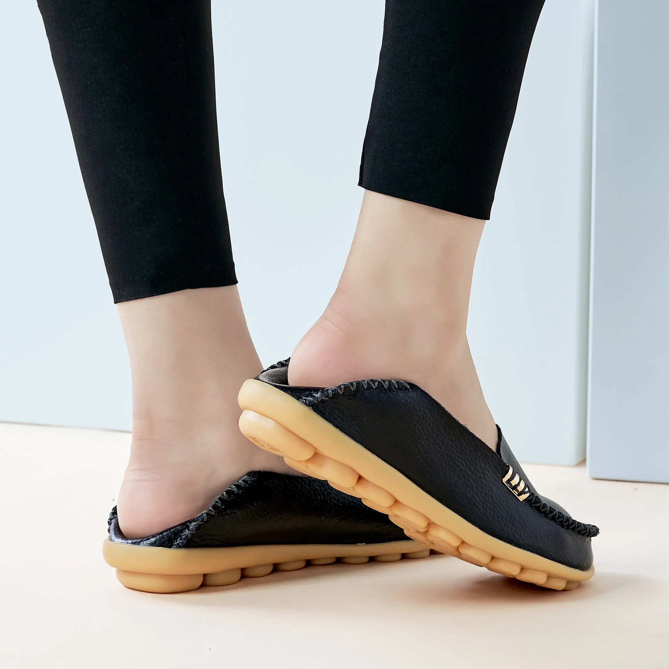 Harence Womens Loafers Comfort Flats Shoes Slip-on Casual Woman Shoe No-Slip Genuine Leather Walking Sneakers Best Work Boots Insulated