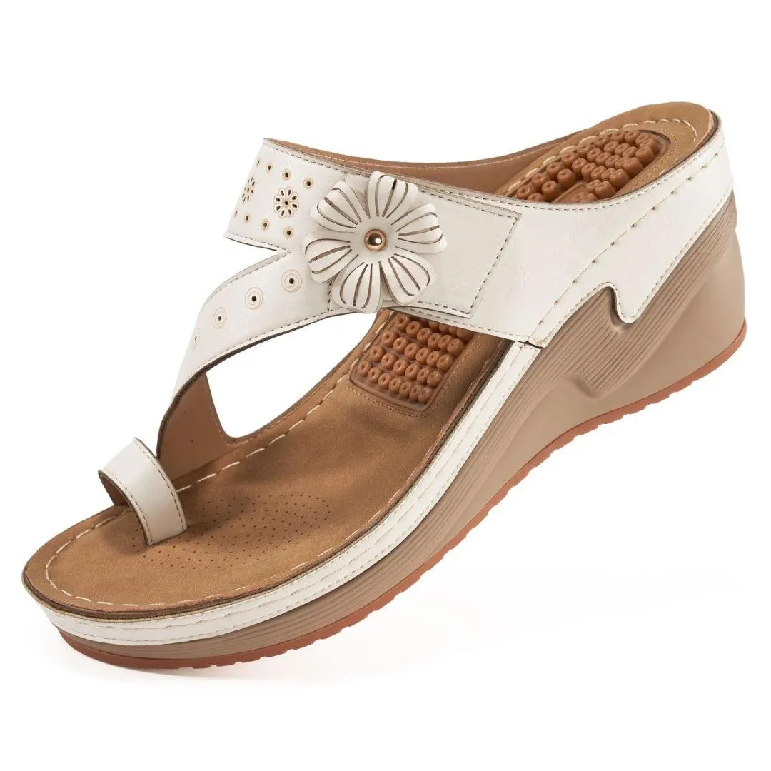 Tommy Hilfiger Flip Flops HARENCWomen's Wedge Bohemian Hook And Loop Adjustable Flip Flop Sandals With Arch Support