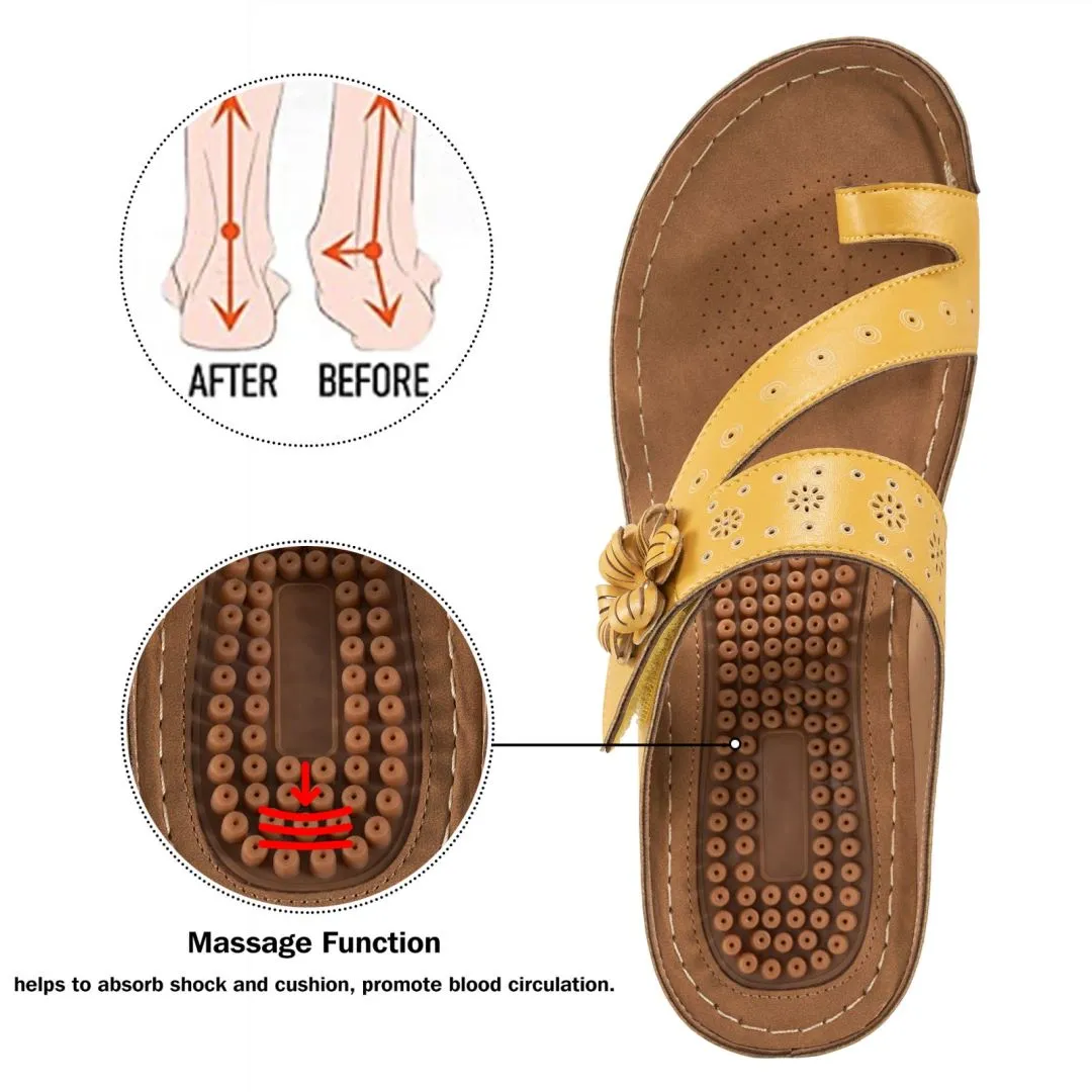 Indestructible Flip Flops HARENCWomen's Wedge Bohemian Hook And Loop Adjustable Flip Flop Sandals With Arch Support