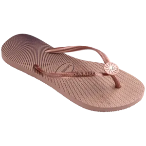 Havaianas Women Silver Slim Star Swarovski Flip Flops Square Toe Leather Flip Flops