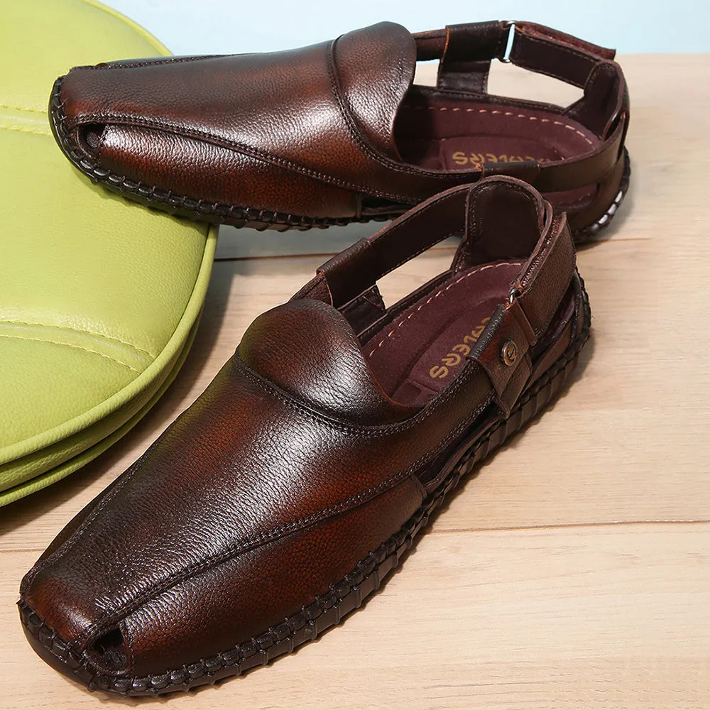 Crochet House Slippers Healers Formal Tan Sandals For Men JPL-204 By Liberty