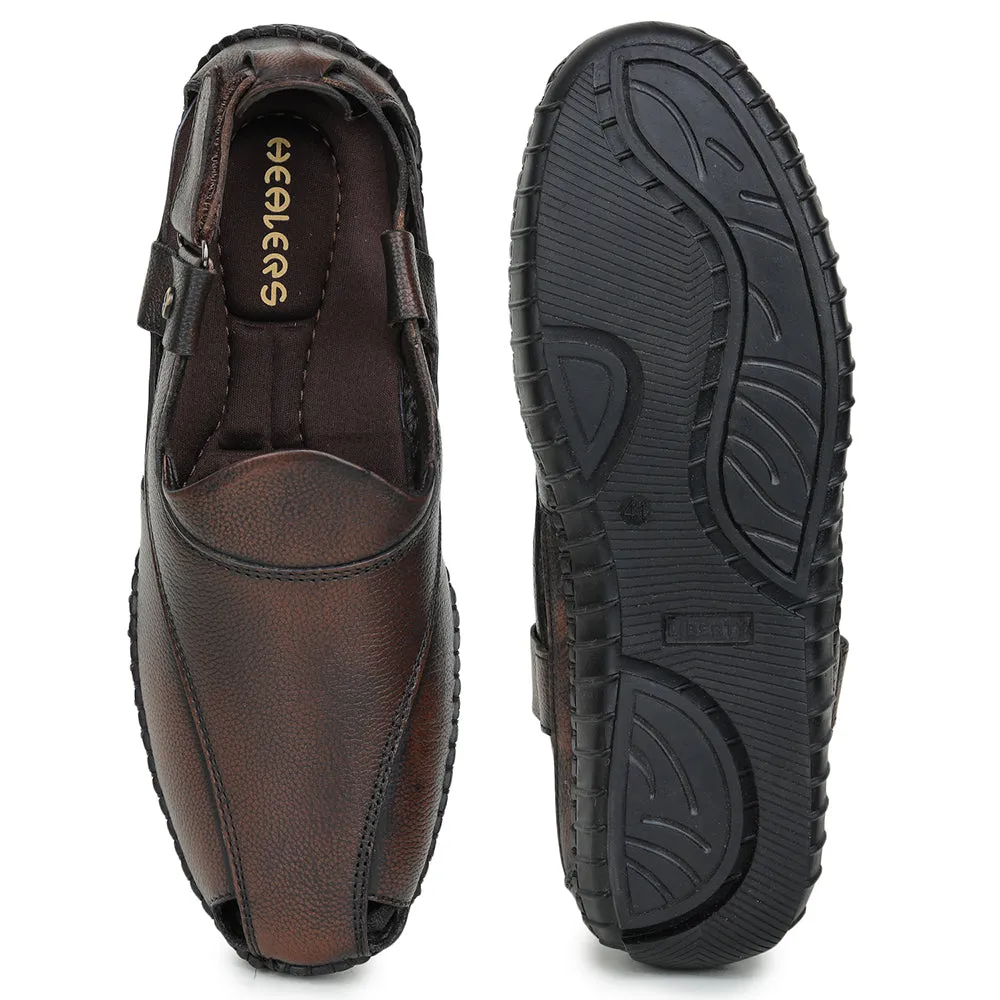 Healers Formal Tan Sandals For Men JPL-204 By Liberty Slippered