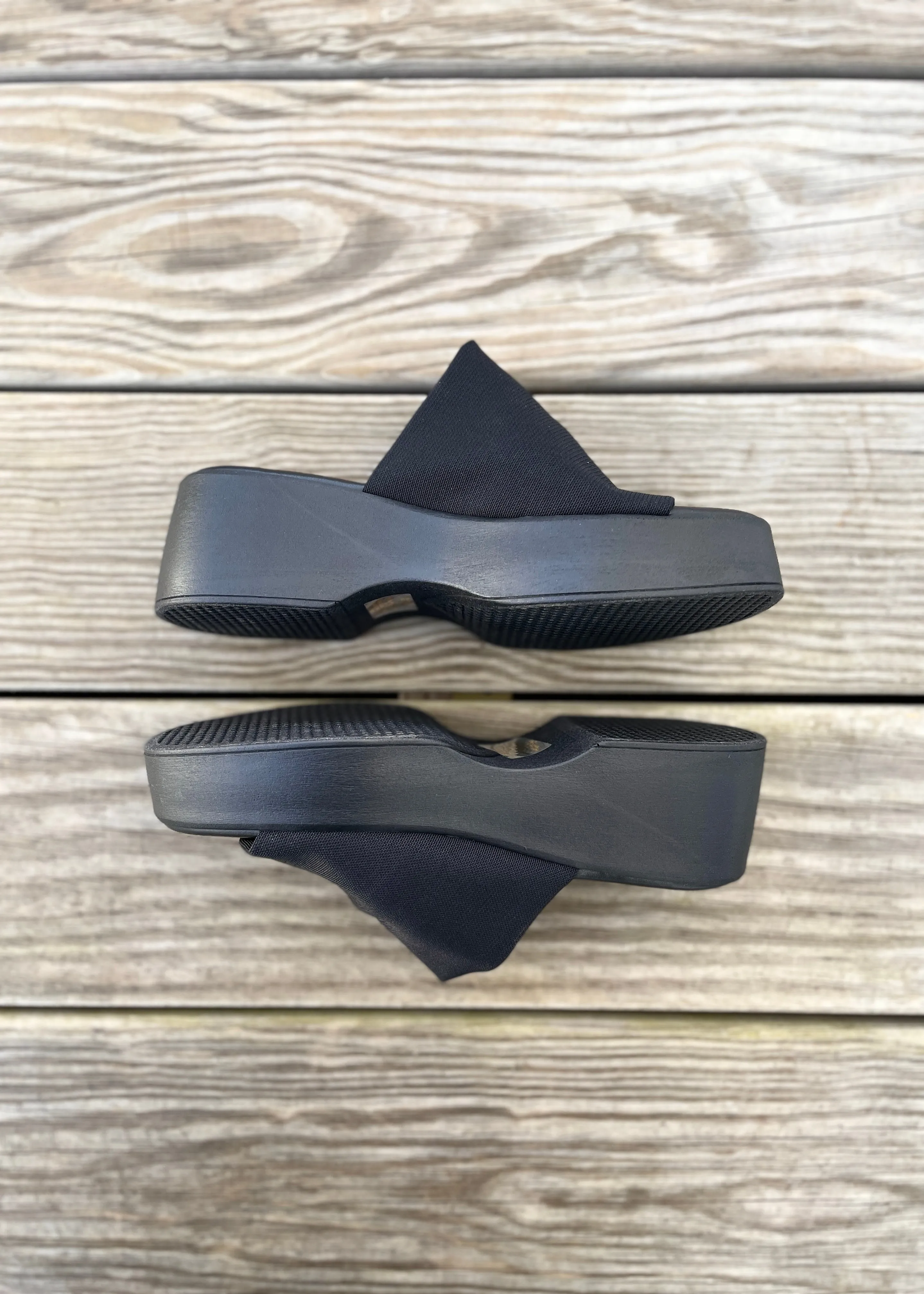 Denim Sandals stretch platform slide