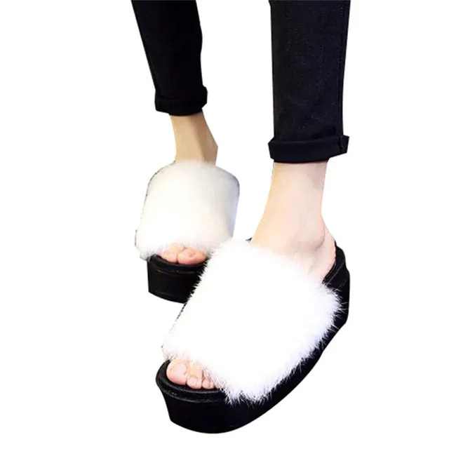 HEE GRAND Platform Slippers Women Shoes Fur Creepers Wedges Slides Beach Flip Flops Soft Slip On  Shoes Woman  XWM130 Nortiv 8 Flip Flops