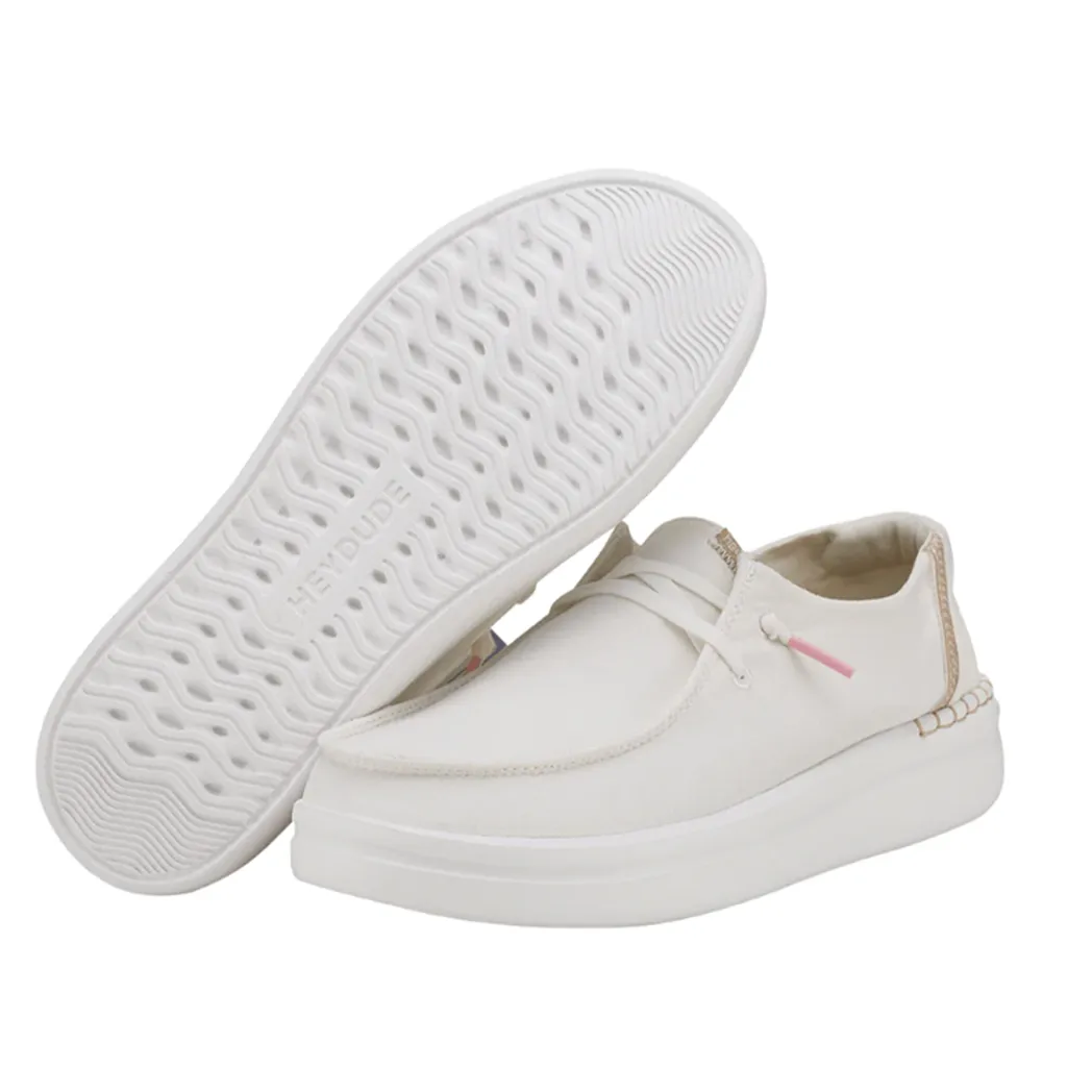 Platform Wedge Slip On Hey Dude Wendy Rise Sparkle White