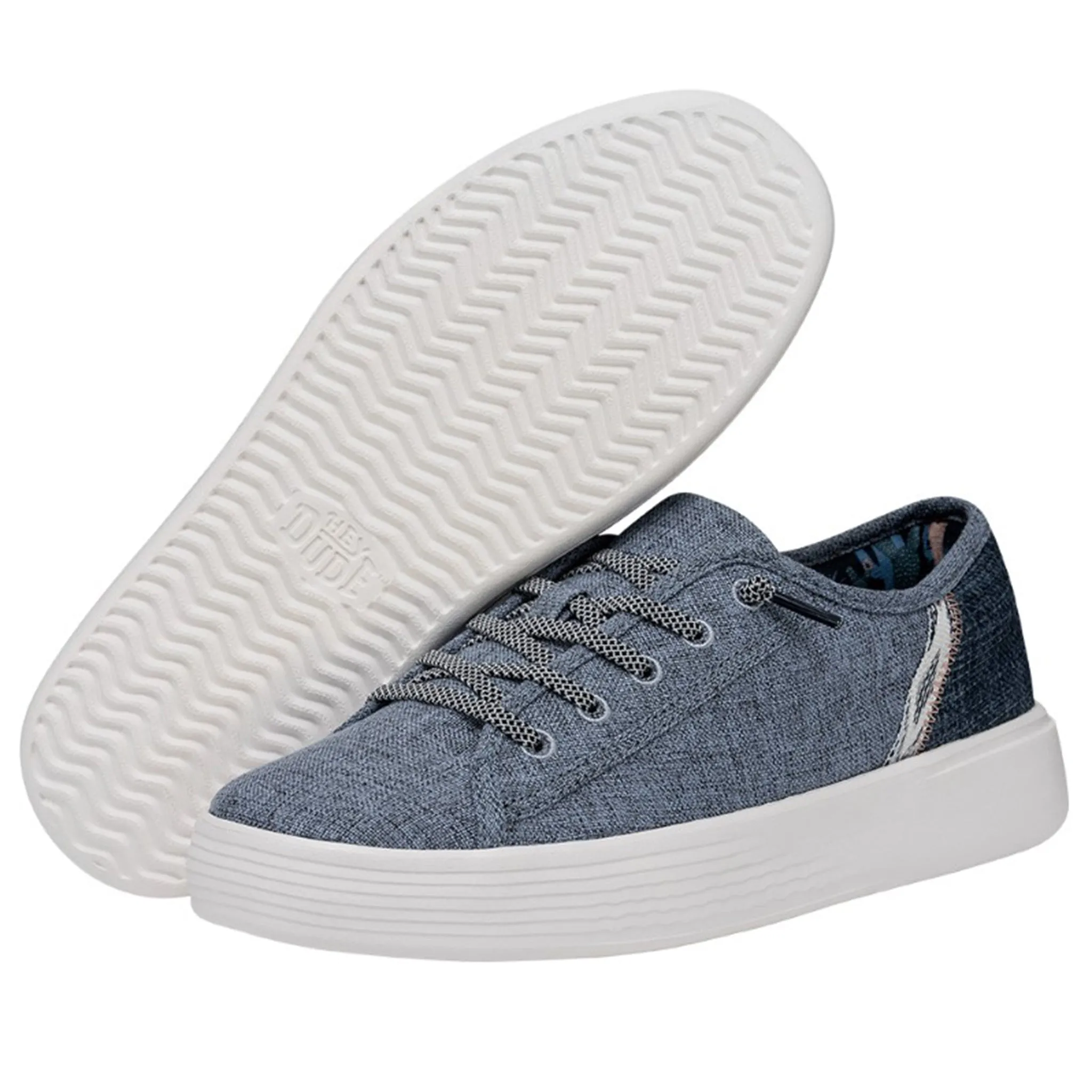 Faux Fur Slip Ons Hey Dude Women's Cody Craft Linen Blue