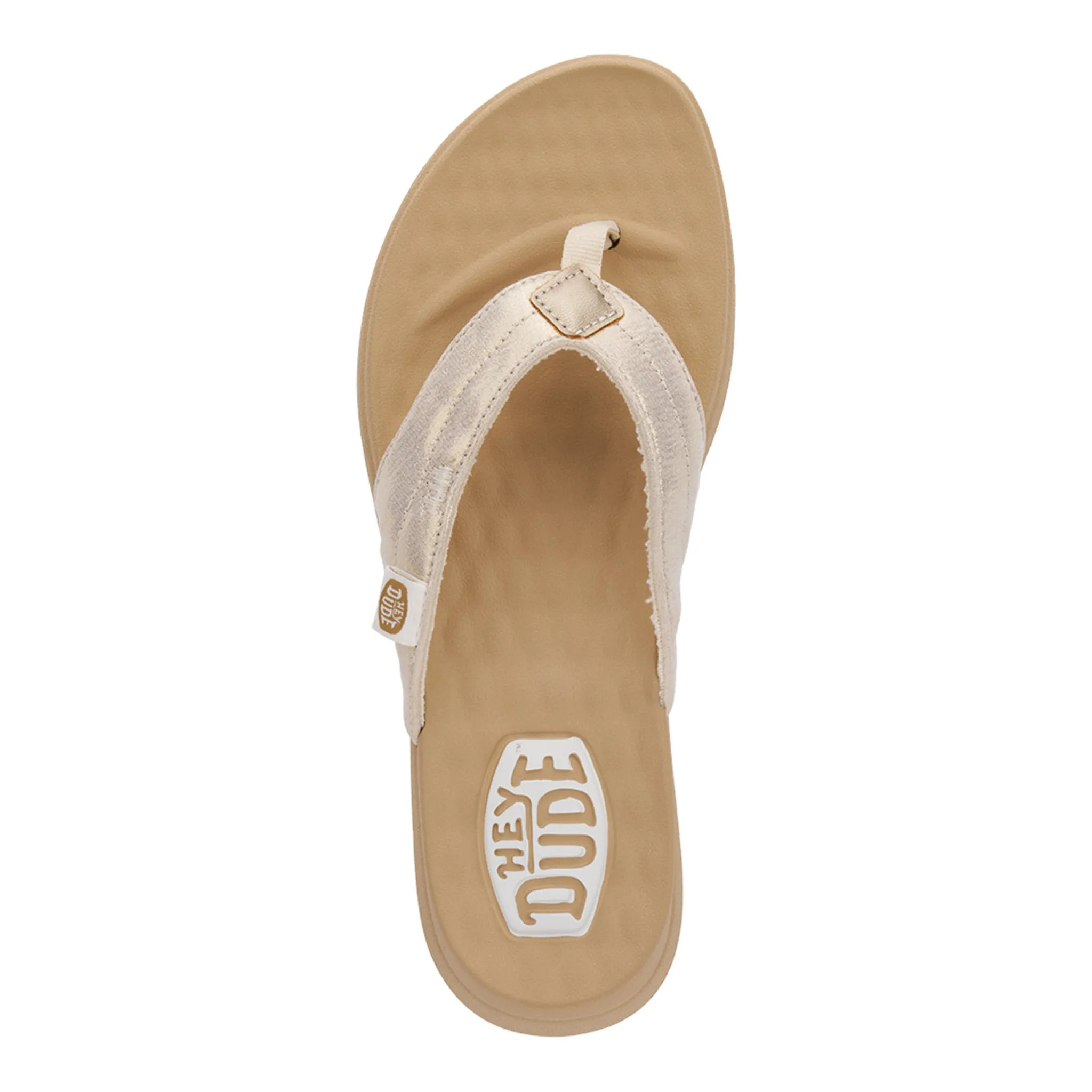 Hey Dude Women's Gold Christi Flip Flop Slip On Shoes Wide Fit