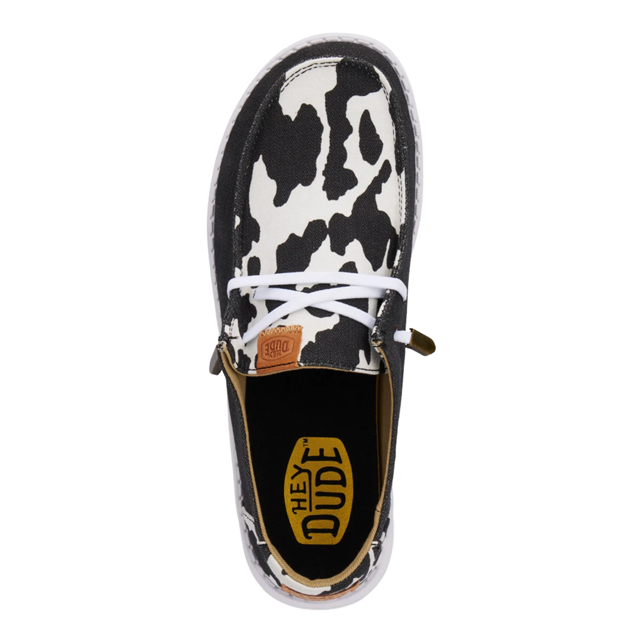 Moc Slip On Hey Dude Women's Wendy Animal Black Cow