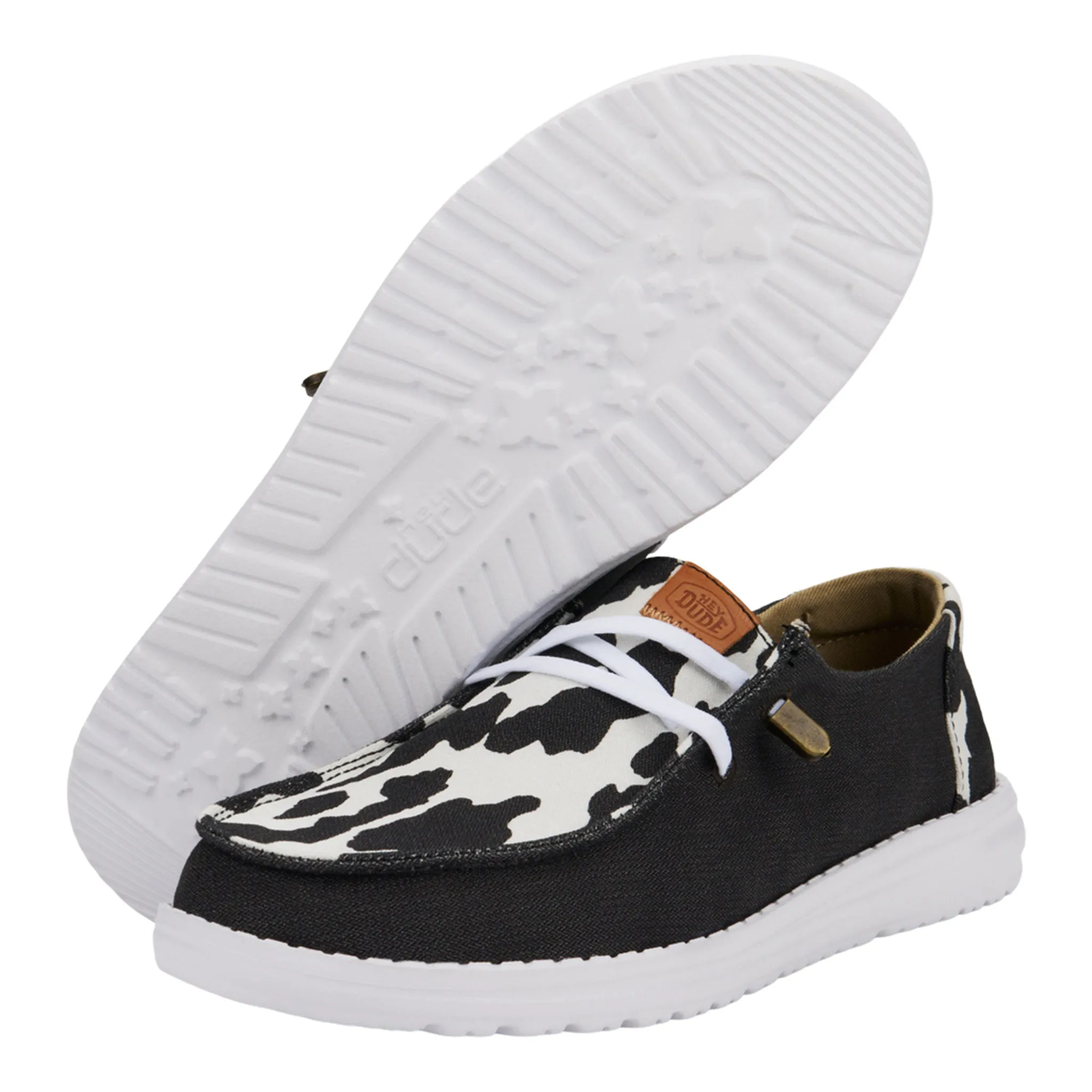 Slip On Width Wide Casual Shoes Hey Dude Women's Wendy Animal Black Cow