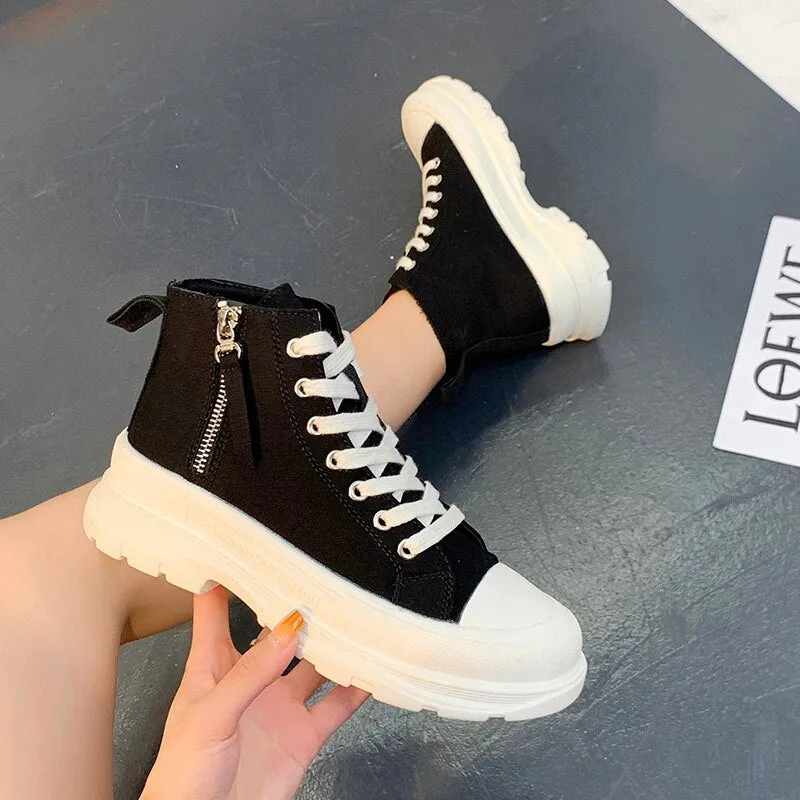 Personalized Sneakers High Top Fashion Zipper Casual Shoes