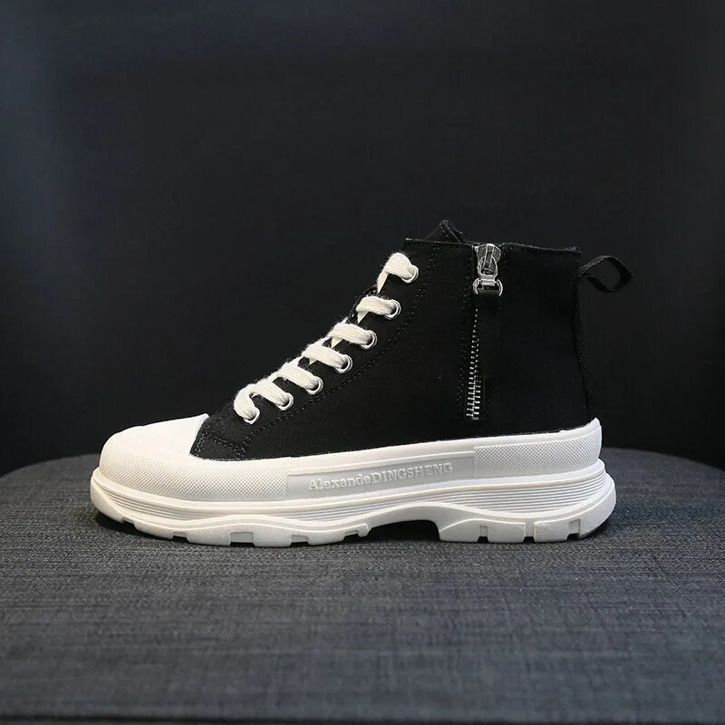 Sneakers For Toddlers High Top Fashion Zipper Casual Shoes