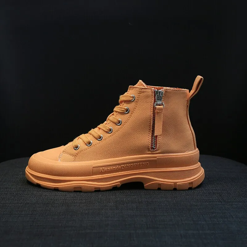 High Top Fashion Zipper Casual Shoes Wrestling Sneakers