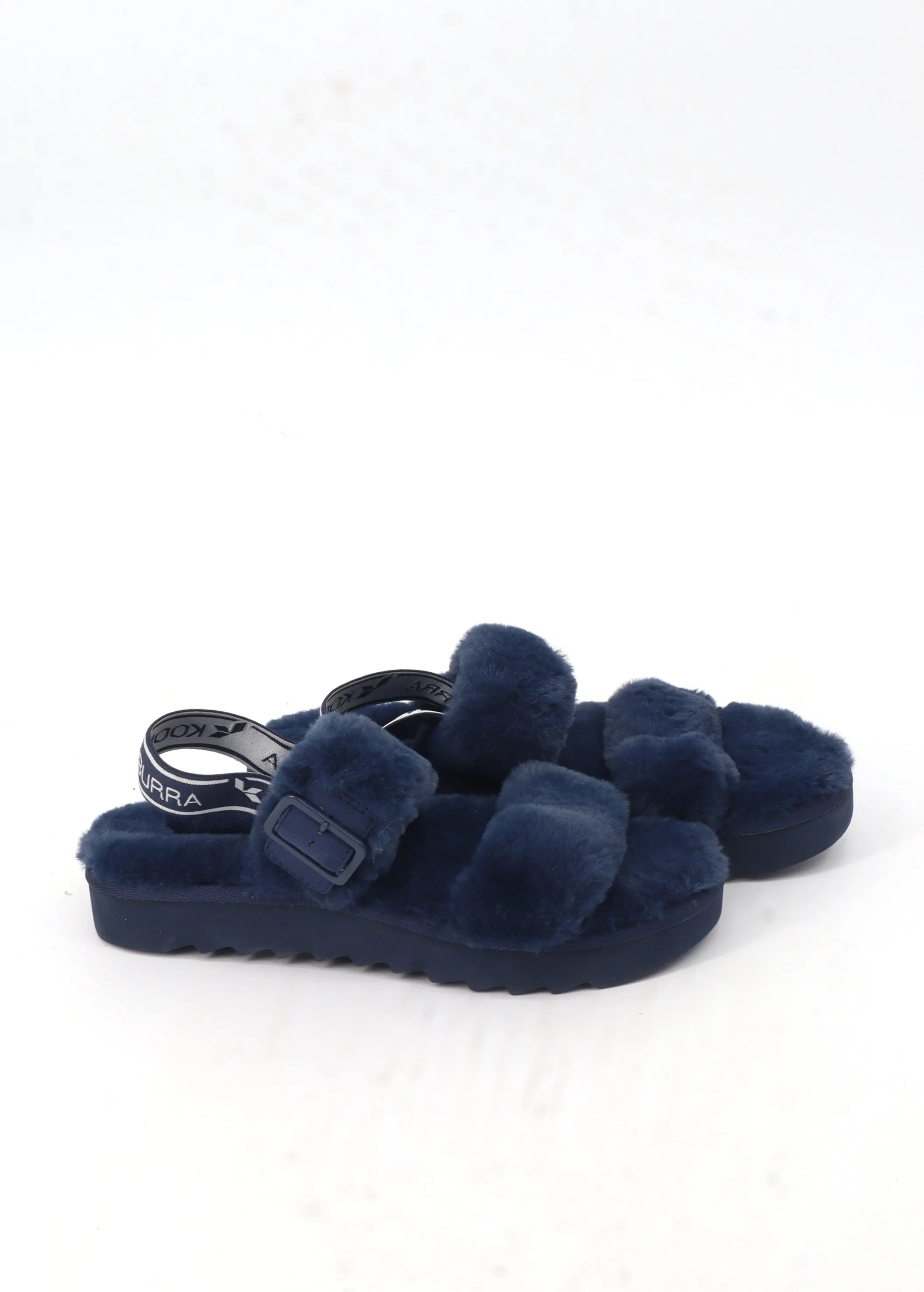 Women's Faux Fur Platform Slippers,Navy Lightest Slippers