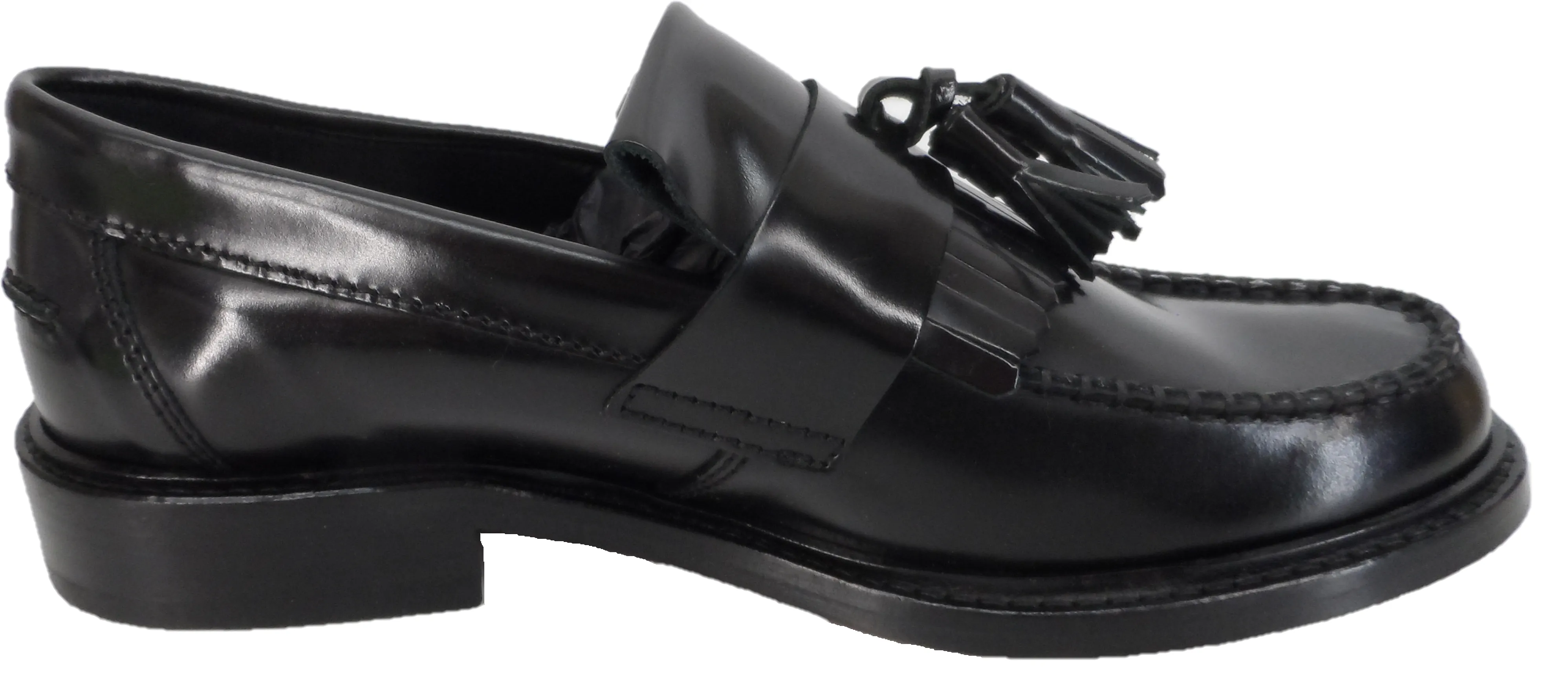 Adrian Snaffle Smooth Leather Kiltie Loafers Ikon Original Ladies Selecta Black Retro, Ska, Northern Soul Tassel Loafers