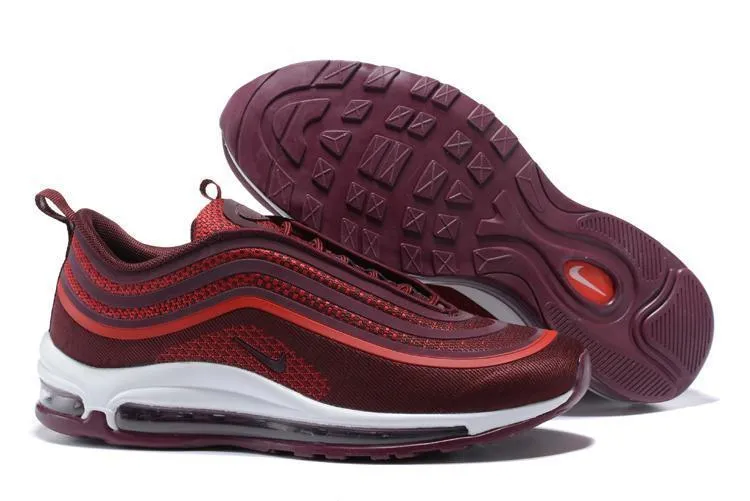 Nike Air Max 97 Ultra 17 Noble Red Wine Red White Men Shoes Sale Size US 7, 8, 8.5, 9, 10, 11 Asics Glideride Running Shoes