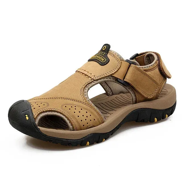 Yeknu Genuine Leather Men Shoes Summer New Large Size Men's Sandals Men Sandals Fashion Sandals Slippers Big Size 38-47 Sandals Nassau All Inclusive