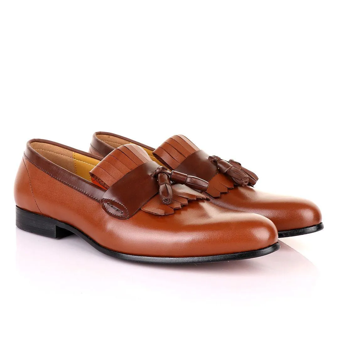 Golden Loafers John Mendson Brown Leather Tassel Loafers