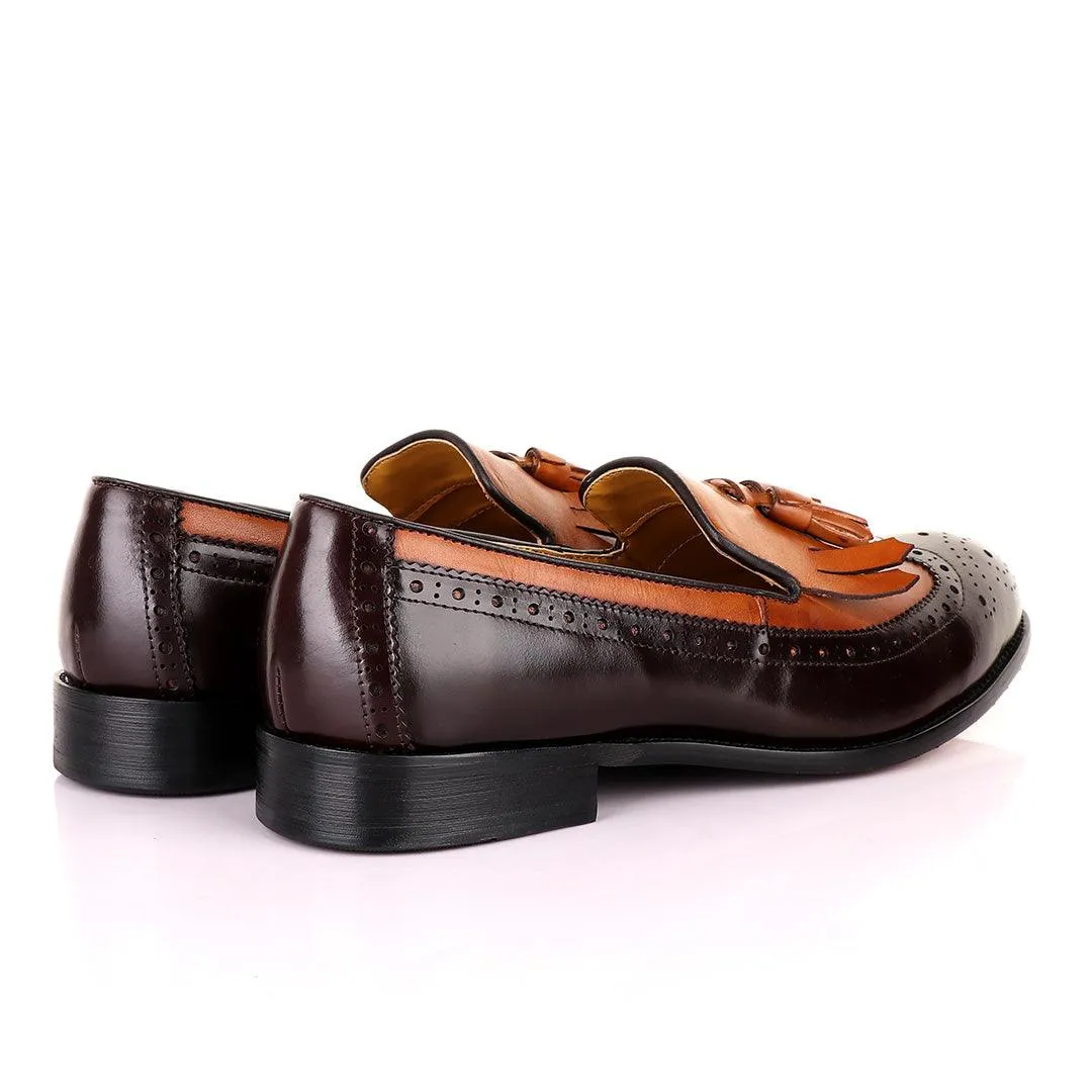 Herre Loafers John Mendson Lace brogues Brown Leather Tassel Loafers