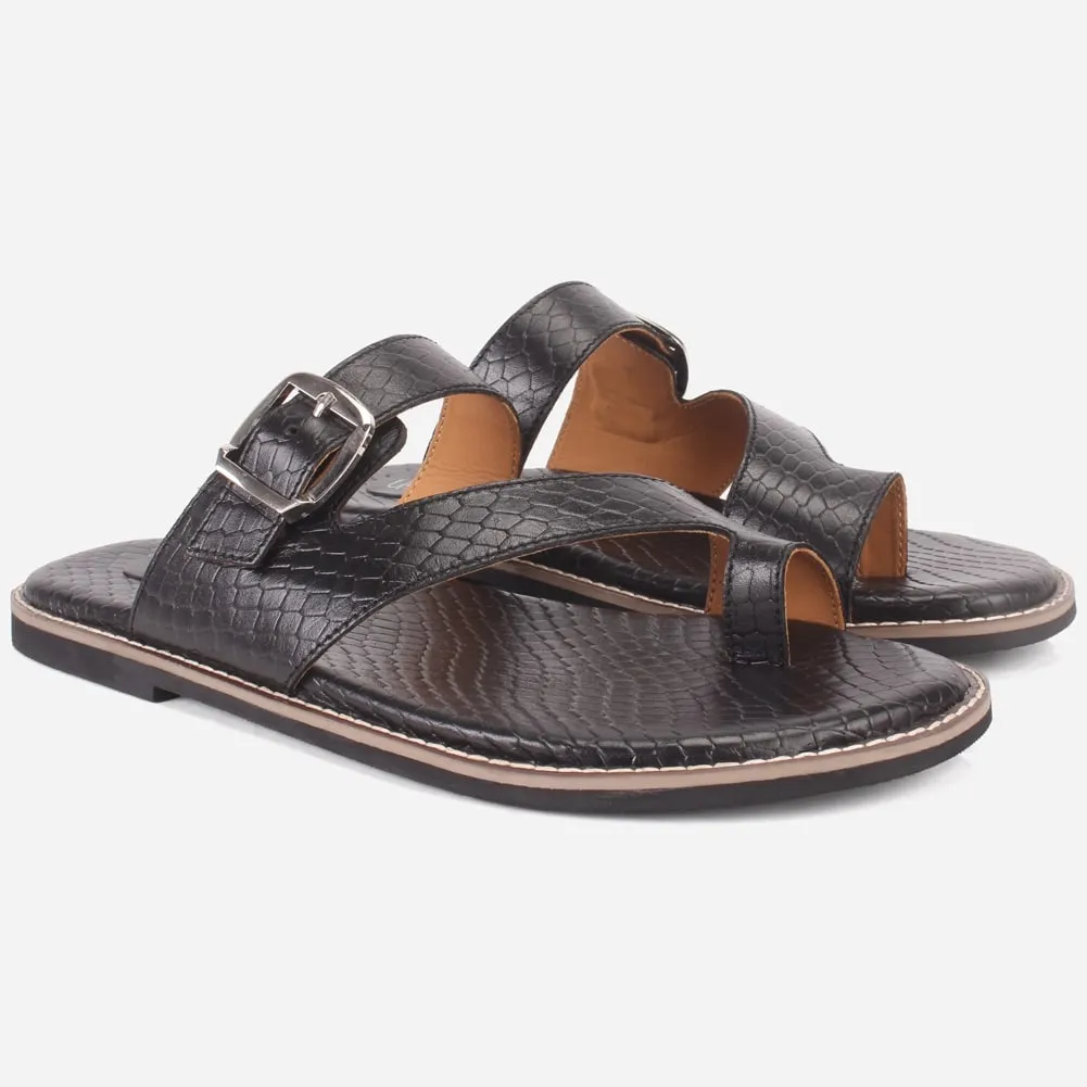 Mens "KLING" Leather Buckled Summer Slippers Bomba Gripper Slippers