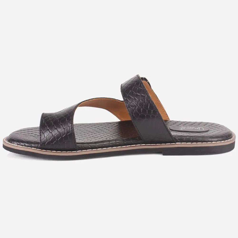 Mens "KLING" Leather Buckled Summer Slippers Felt Sole Slippers