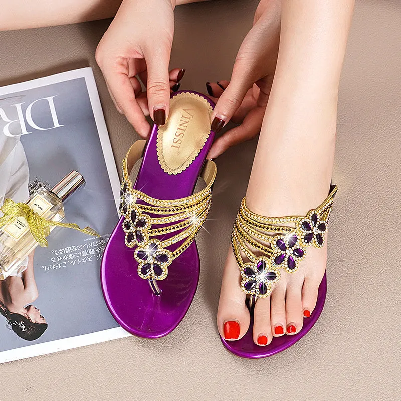 Lucilla - Versatile Crystal Diamond Slides for Women Rainbow Flip Flop