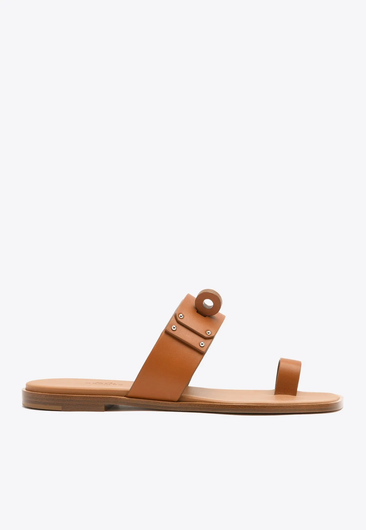 July Sandals in Naturel Calfskin with Oversized Kelly Buckle Carebear Slippers