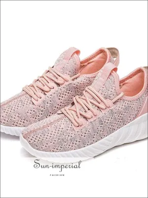 Kancoold Women's Woven Fashion Mesh Breathable Casual Shoes Ladies Lace-up Sneakers Running Shoes Centre Sneakers