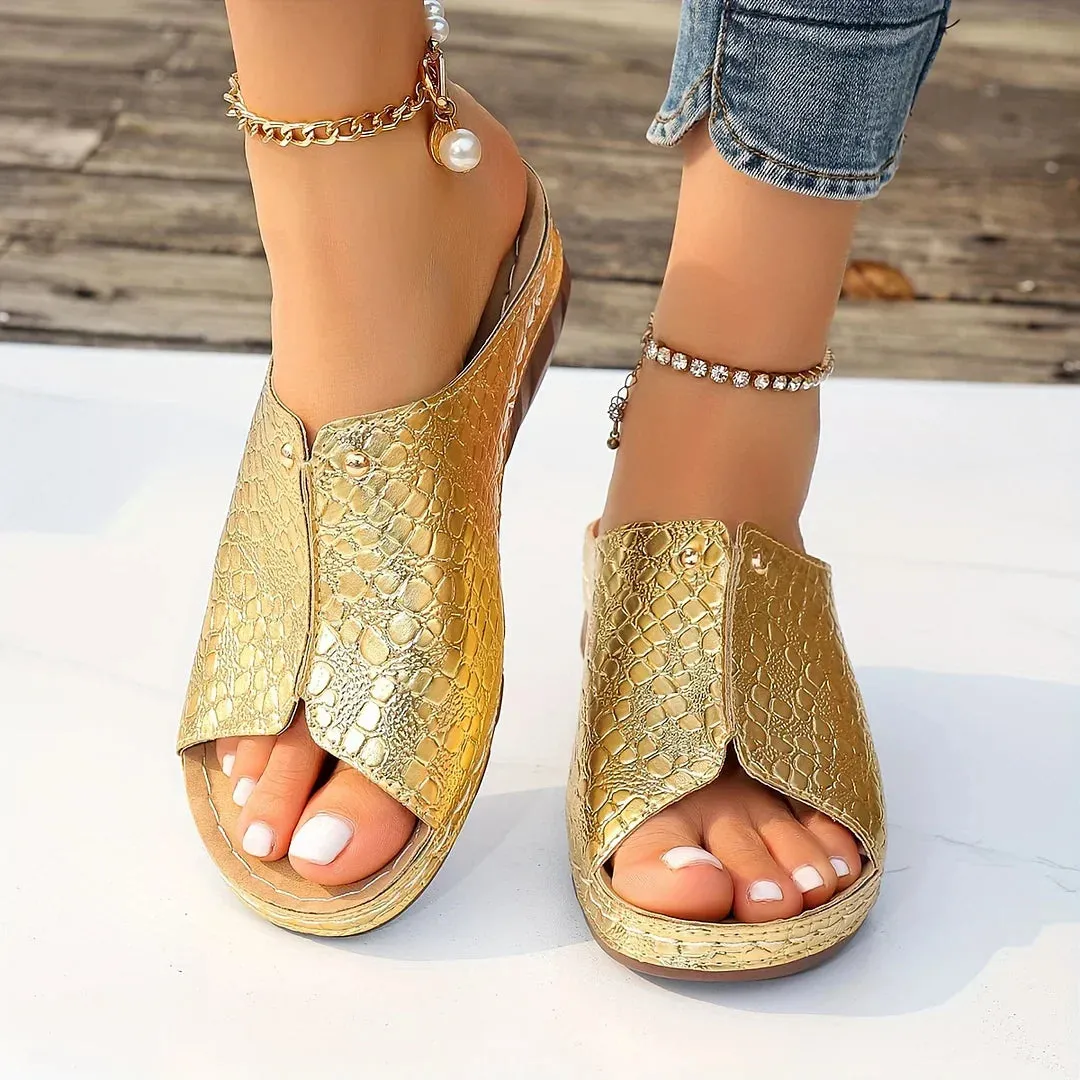 SLIP ON ORTHOPEDIC SOFT SOLE SLIDE SANDALS In Aruba