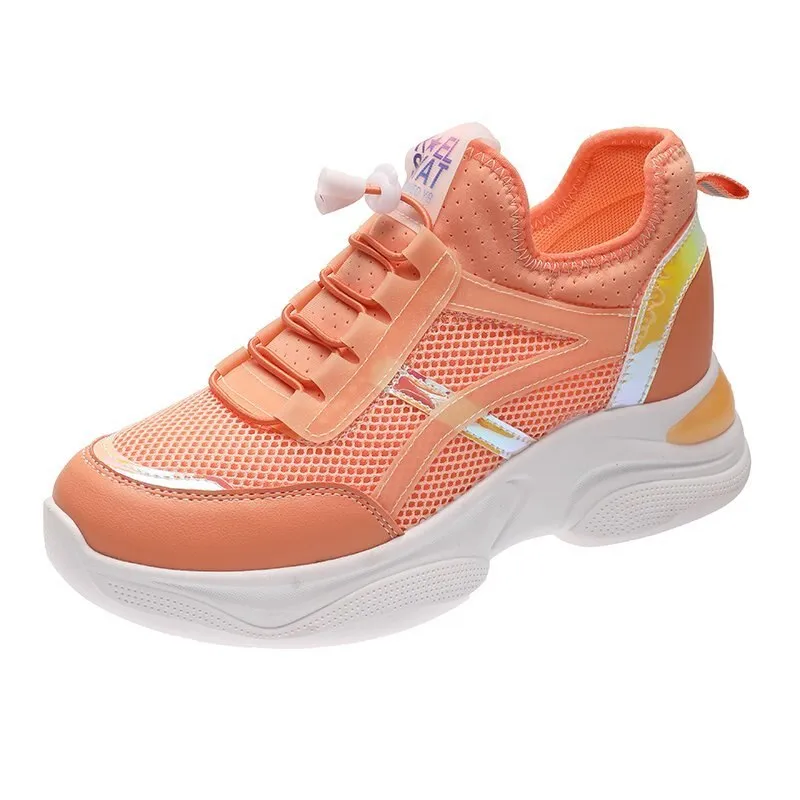 White Flat Sneakers Elastic Band Tennis High Walking Trainers Sneakers