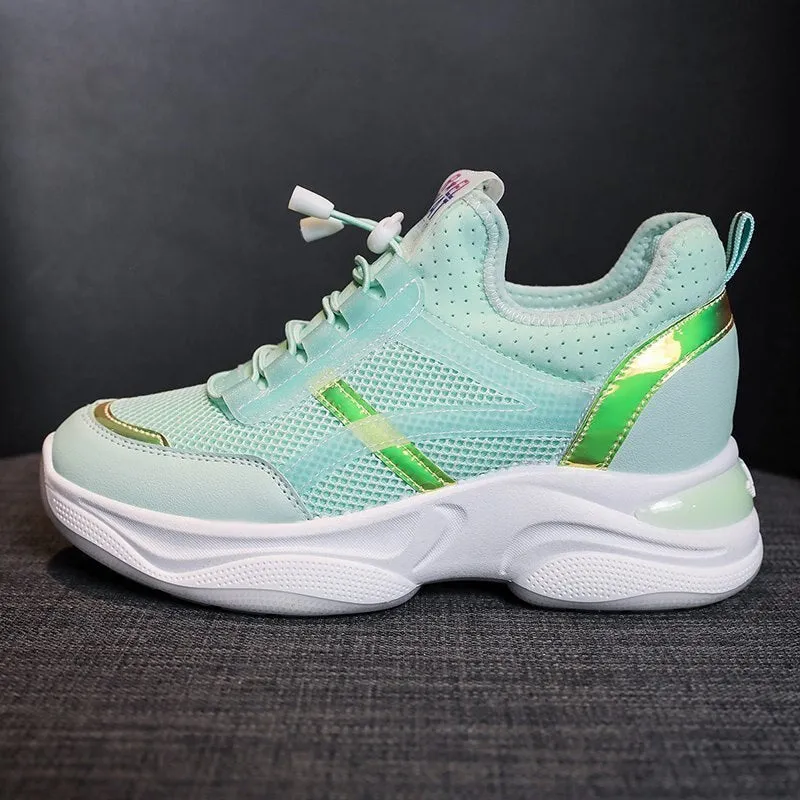 Camel Sneakers Elastic Band Tennis High Walking Trainers Sneakers