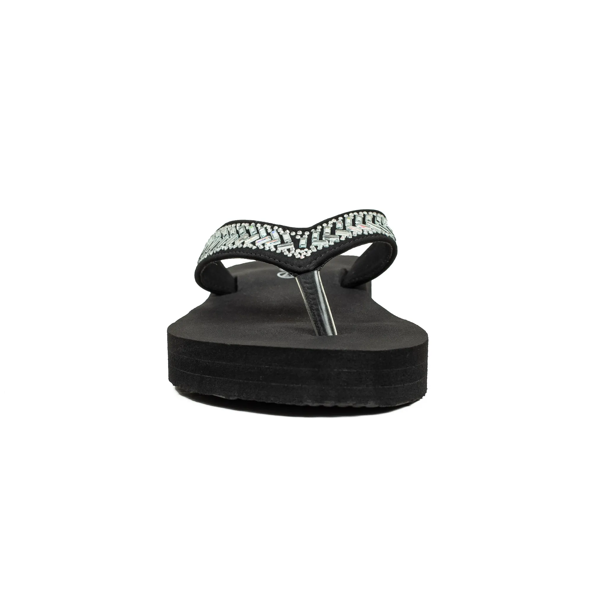 Amazonas Flip Flops Ladies' Fashionable Black Stoned Strap Beach Flip-Flop with Comfortable Sole